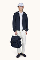 Polo Shirt In Double Mercerised Cotton Jersey With Linen Details