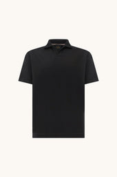 Open Collar Polo Shirt In Aqua Touch Cotton