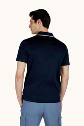 Polo Shirt In Aqua Touch Cotton With Heraldic Embroidery