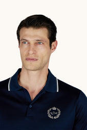 Polo Shirt In Aqua Touch Cotton With Heraldic Embroidery