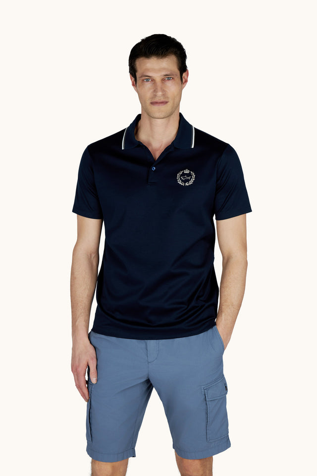 Polo shirt in Aqua Touch cotton with heraldic embroidery
