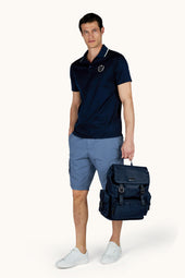 Polo Shirt In Aqua Touch Cotton With Heraldic Embroidery