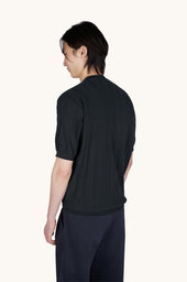 Crew Neck Sweater In Piuma Cotton With Linen Details