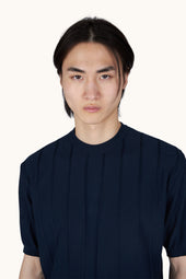 Crew Neck Sweater In Piuma Cotton With Linen Details