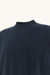 Crew Neck Sweater In Piuma Cotton With Linen Details