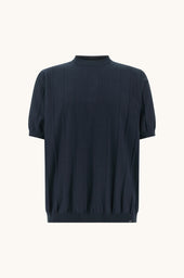 Crew Neck Sweater In Piuma Cotton With Linen Details