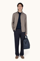 Crew Neck Sweater In Piuma Cotton With Linen Details