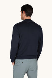 Crew Neck Sweater In Silk And Cotton With Wool And Silk Details
