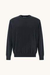 Crew Neck Sweater In Silk And Cotton With Wool And Silk Details