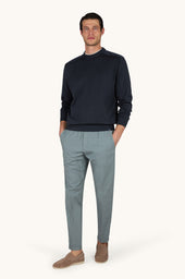 Crew Neck Sweater In Silk And Cotton With Wool And Silk Details