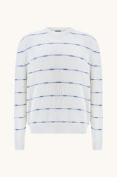 Crew Neck Sweater In Linen And Cotton Urukai With Striped Pattern
