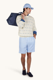 Crew Neck Sweater In Linen And Cotton Urukai With Striped Pattern