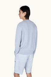 Crew Neck Sweater In Piuma Cotton And Microfiber