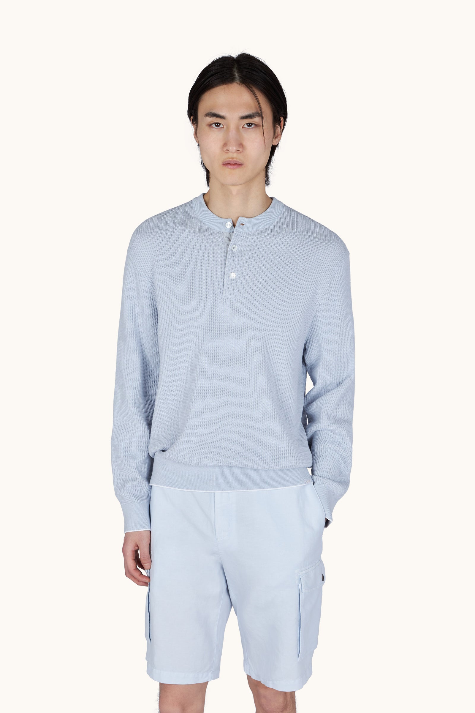 Crew Neck Sweater In Piuma Cotton And Microfiber