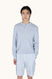 Crew‑neck sweater in Piuma cotton and microfiber