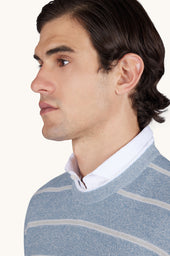 Crew Neck Sweater In Linen And Cotton Urukai