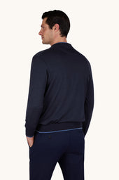 Crew Neck Sweater In Wool And Silk With Double Bicolor Collar