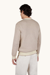 Crew Neck Sweater In Boucl Cotton With Striped Pattern