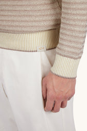 Crew Neck Sweater In Boucl Cotton With Striped Pattern
