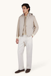 Crew Neck Sweater In Boucl Cotton With Striped Pattern