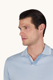 Polo Shirt With Open Collar In Piuma Cotton