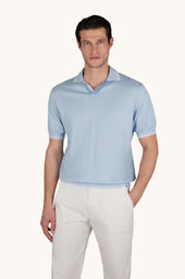 Polo shirt with open collar in Piuma cotton