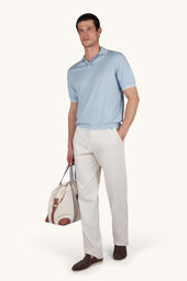 Polo Shirt With Open Collar In Piuma Cotton