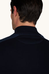 Half Zip Sweater In Fresco Cotton With Linen Details
