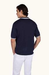Polo Shirt With Open Collar In Linen