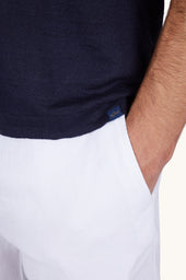 Polo Shirt With Open Collar In Linen