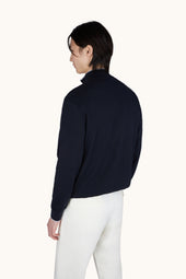 Half Zip Sweater In Cotton And Silk With Aqualeather Suede Details