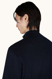 Half Zip Sweater In Cotton And Silk With Aqualeather Suede Details