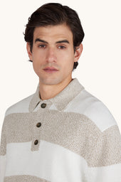 Knit Polo In Piuma Cotton With Striped Pattern