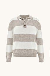 Knit Polo In Piuma Cotton With Striped Pattern