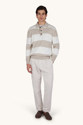 Knit Polo In Piuma Cotton With Striped Pattern
