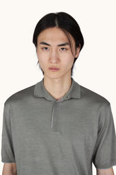 Wool And Silk Polo With Suede Details
