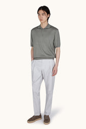 Wool And Silk Polo With Suede Details