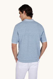 Open Collar Polo In Urukai Linen And Cotton