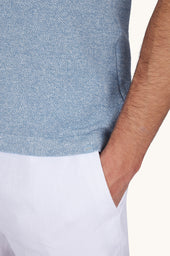 Open Collar Polo In Urukai Linen And Cotton
