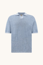 Open Collar Polo In Urukai Linen And Cotton