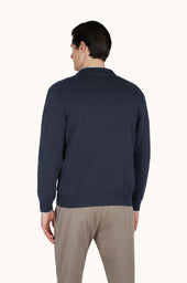Open Collar Sweater In Boucl Cotton