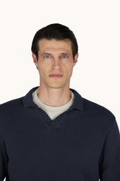 Open Collar Sweater In Boucl Cotton