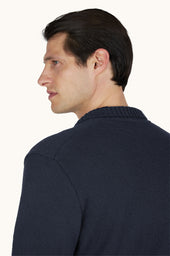 Open Collar Sweater In Boucl Cotton