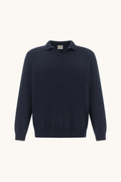 Open Collar Sweater In Boucl Cotton