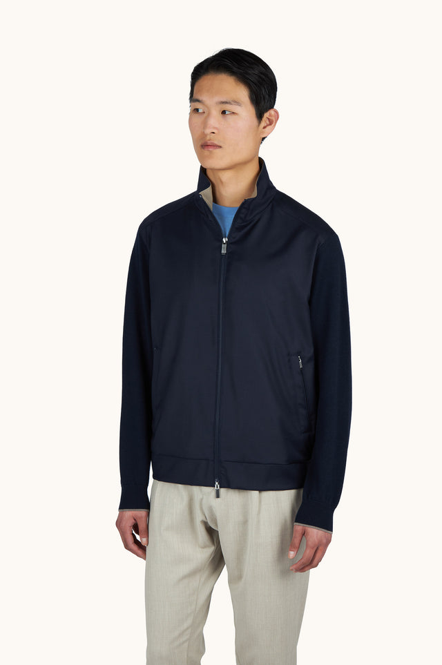 Hybrid jacket in wool and silk