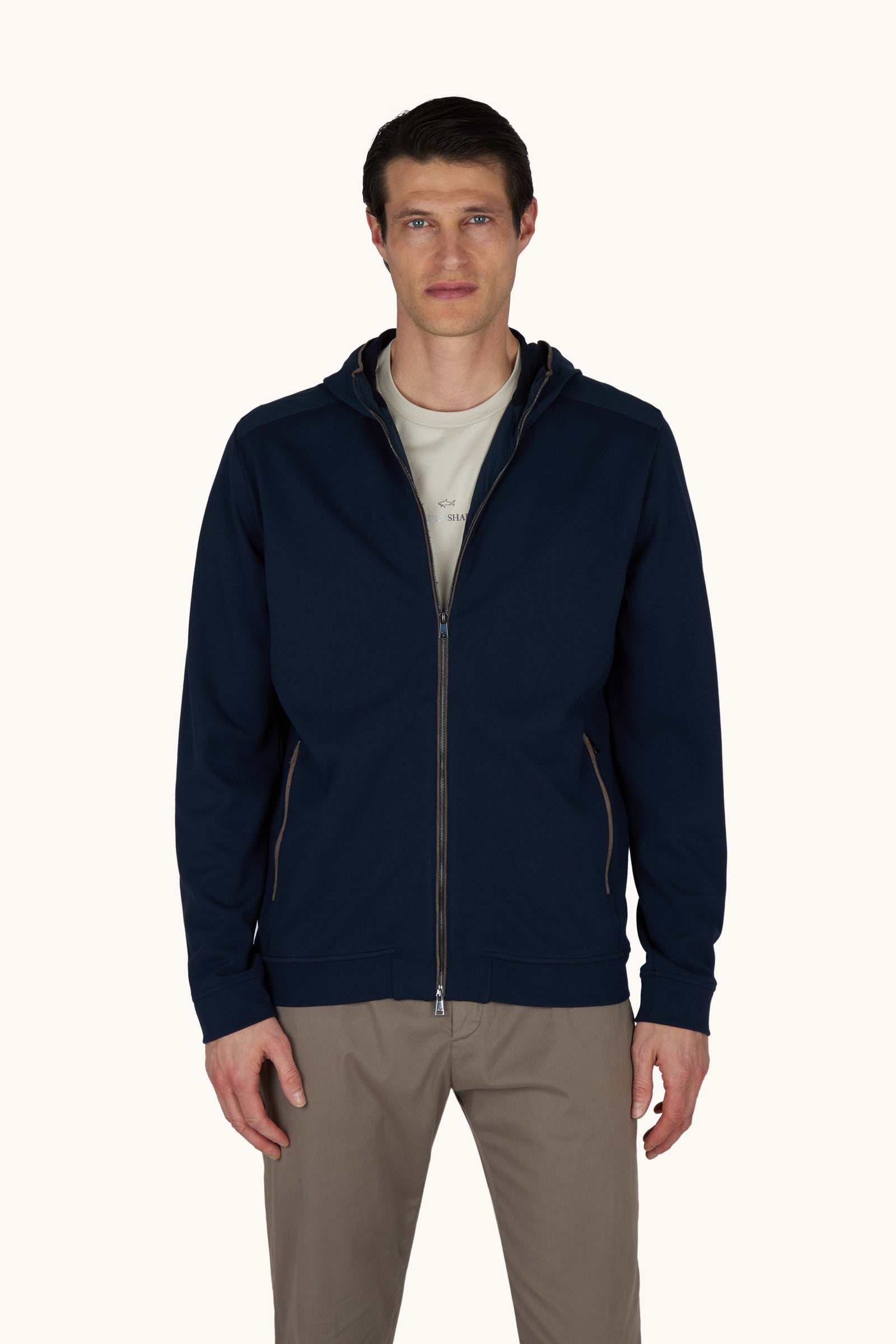 X Soft Zip Up Sweatshirt In Viscose With Alcantara Details
