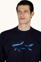 Sweatshirt In Active Fleece Cotton With Shark Print