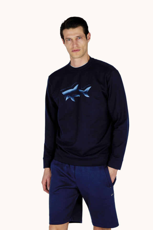 Sweatshirt in Active Fleece cotton with shark print