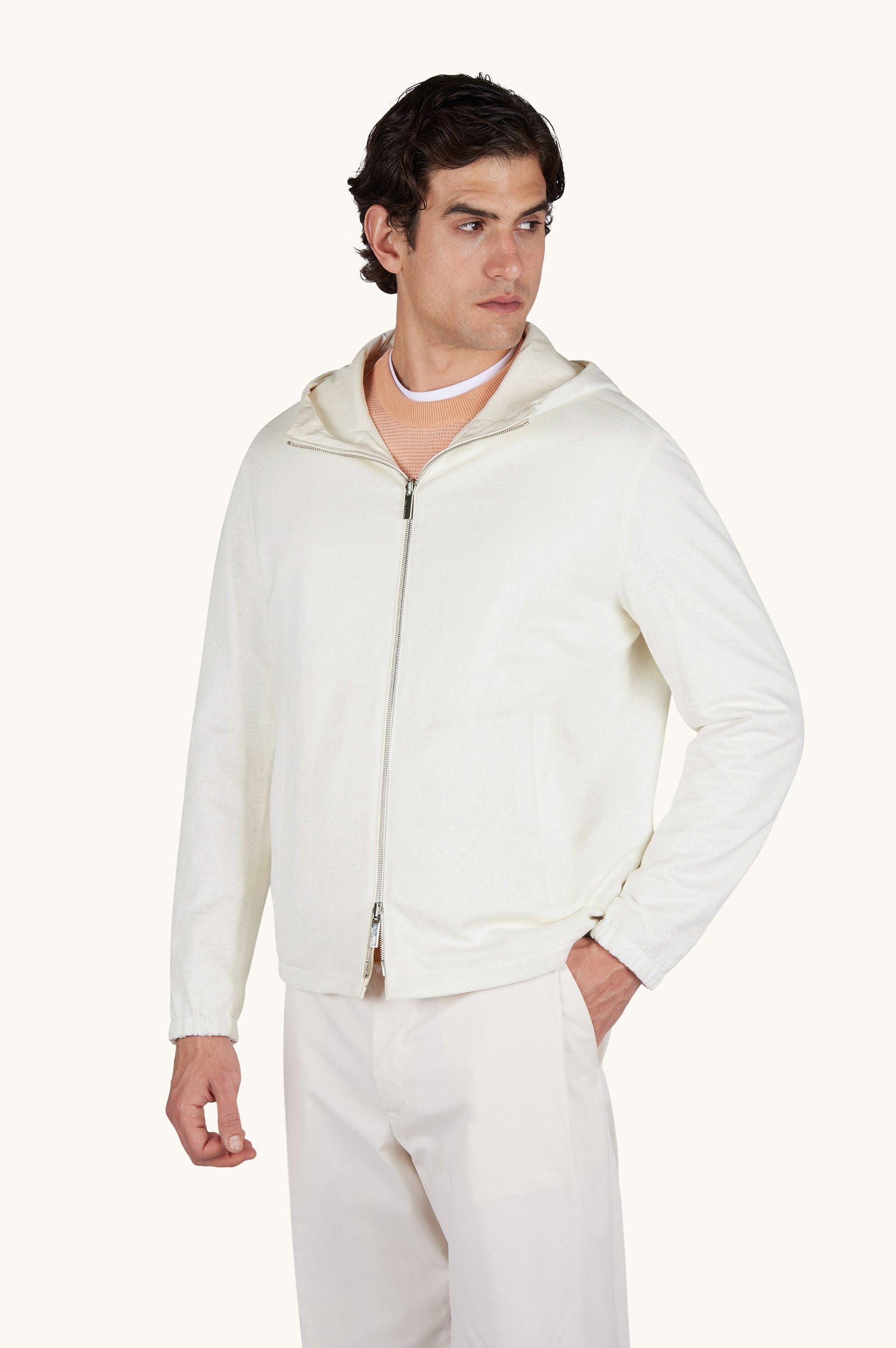 Reversible Windbreaker In Linen Jersey And Typhoon Platinum