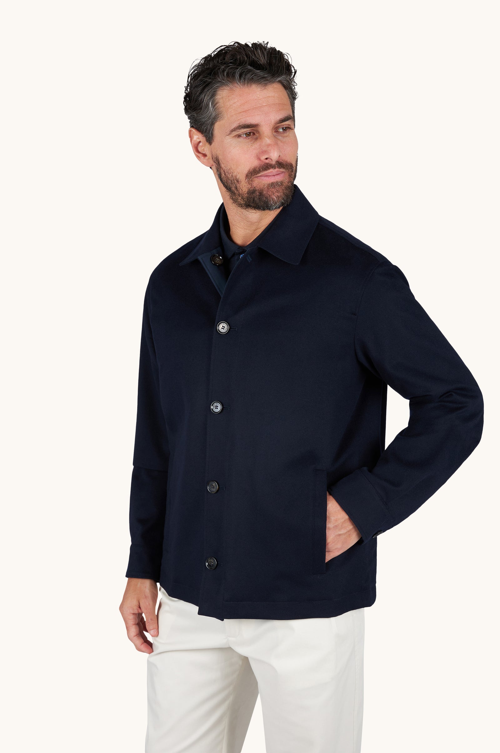 Reversible Overshirt In Cashmere And Technical Fabric